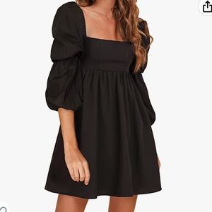 Black Baby Doll Square Neck Mini Dress Size Medium